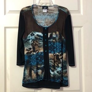Libra Blue/Brown/Black Patterned Shirt